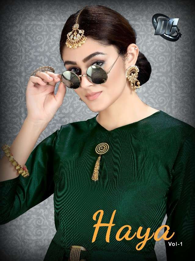 Haya Vol-1 By Darshan Creation 1001 To 1006 Series Beautiful Stylish Colorful Fancy Party Wear & Ethnic Wear & Ready To Wear Heavy Satin Tafeta With Heavy Work Kurtis At Wholesale Price